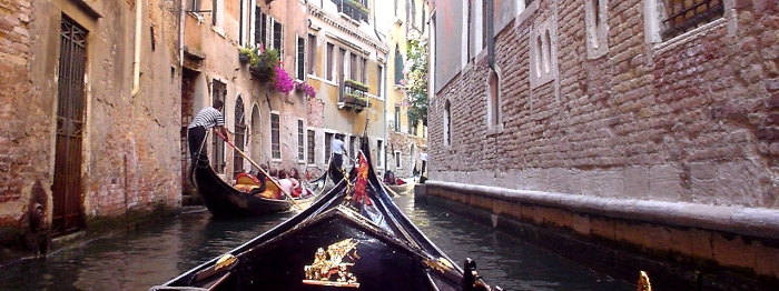 Bottom: No visit to the historic city of Venice would be complete without a gondola ride. There are two pages that follow with pictures that need no narrative. The images tell the story of a Romantic gondola Ride on a warm summer day.